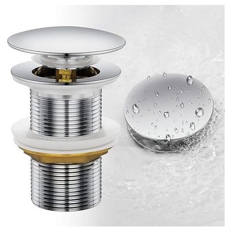 QAZQA Bonde de Lavabo, Pop Up Bonde Lavabo Universel, Bonde de Lavabo Sans Trop Plein pour Lavabo en Cuivre (1/5)