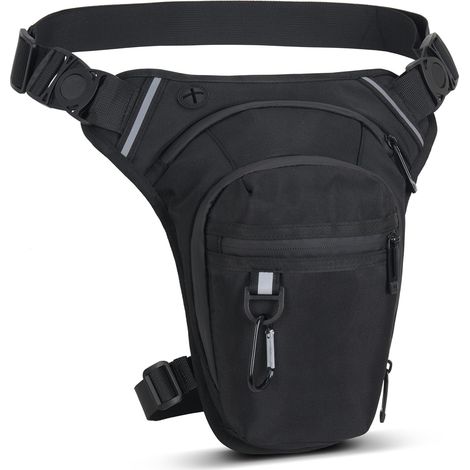 Sacoche De Cuisse Moto - 1 Pièce - Tissu Oxford - Étanche Et Réfléchissant - Pour Course Et Randonnée - Noir (1/5)