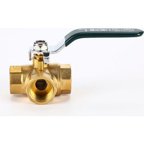 YMYNY Vanne À Trois Voies, 1/2 Pouce Tap Connecteur À Soupape en Laiton en Laiton en Forme De L for l'eau, l'huile Et La Vapeur, avec Poignée en Acier Inoxydable,DN15 (Size : 1/2") (1/4)