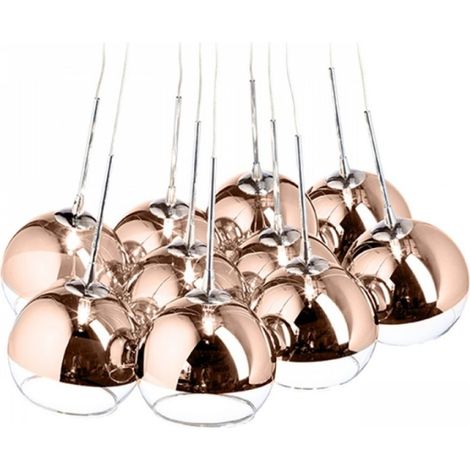 Lampadario a sospensione ASTRAL rame/vetro trasparente 230V/12V G4 10x20W