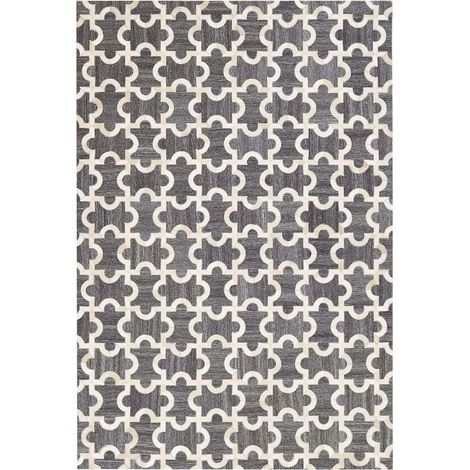 Teppich YEDISU Dunkelgrau 140 x 200 cm Echtleder