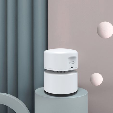 Aspirateur de table blanc (1 pièce), mini aspirateur, rechargeable par USB, autonomie de 120 minutes, arrêt automatique, aspirateur portatif sans fil (1/5)