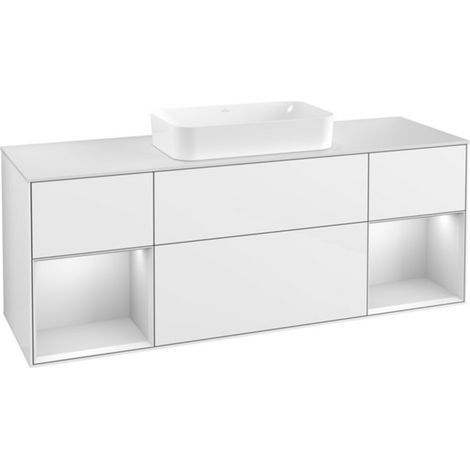 V&B Waschtischunterschrank Wandbeleuchtung Finion 160cm, Pl w m, Rg wh. m Lac, glo wh. Lac (1/2)