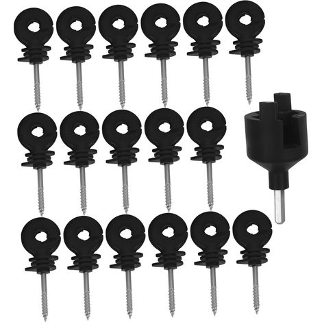51 Pièces Isolateurs à Visser pour Clôture Électrique, Lot de 50 Pièces Noir avec 1 Outil de Montage, Accessoires Isolants Autotaraudeurs pour Poteaux Bois, Protection Fil de (1/5)