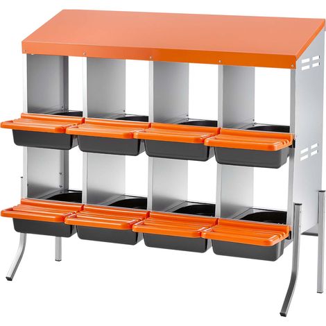 Mophorn 2-stöckiges Legenest 1060x525x990 mm, 8 Fächer, Metall-Hühnernest mit stabilen Beinen, Geflügelnester mit Abrollfunktion, geeignet für Hennen, Enten, Hühner und anderes Geflügel, Orange (1/5)
