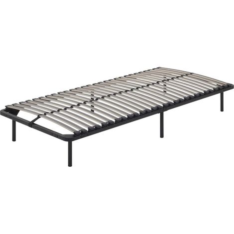 ORTHO Sommier à lattes en acier avec bande stabilisatrice Noir 80x200 cm avec pieds