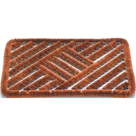Tapis de porte en noix de coco – Brosses en noix de coco naturelle et acier – Dimensions L390 x l590 x P30 mm – Pour zones intermédiaires (1/3)