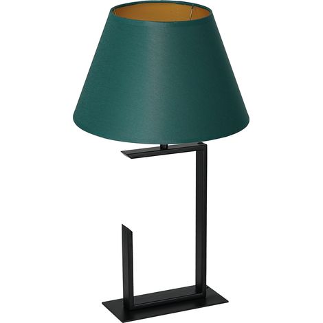 Lampe de table noire abat-jour vert doré 52cm Luminex