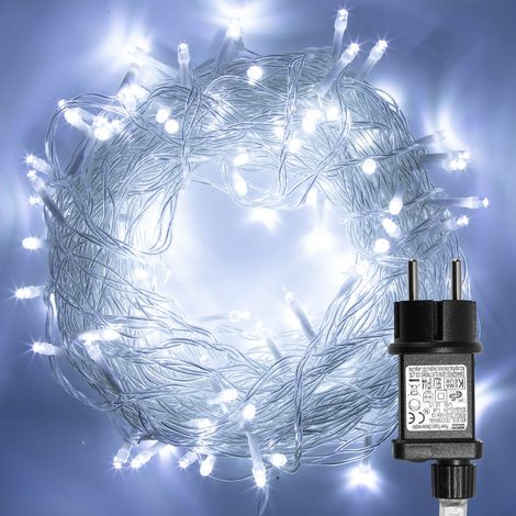 TolleTour Catena luminosa LED 200 m 1000 LED bianco freddo, 8 modalità, memoria, cavo 5 m, IP44, cavo bianco, per Natale, giardino, balcone, terrazza e finestra (1/5)