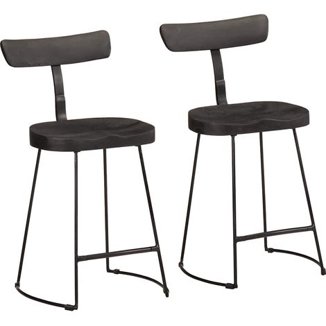 Barhocker 2 Stk. Schwarz 49x43x79 cm Mango Massivholz