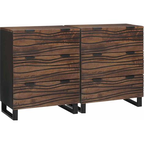 Buffets 2 pcs-Lot de 2 Meuble de rangement Marron 60 x 33.5 x 75 cm bois de manguier massif 991842 (1/5)