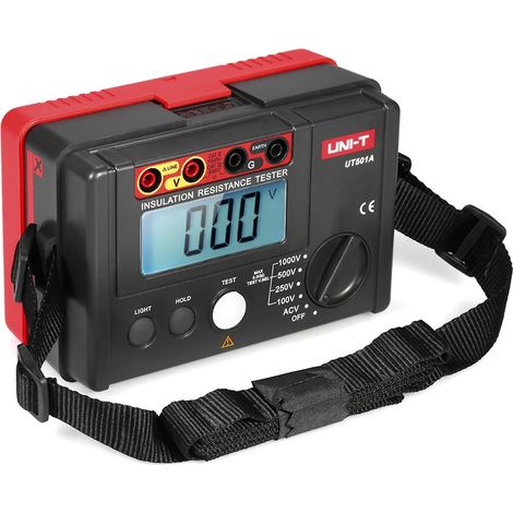 Testeur de résistance d'isolement UNI-T UT501A 1000V, mégohmmètre avec voltmètre, rétroéclairage LCD, mesureur de terre