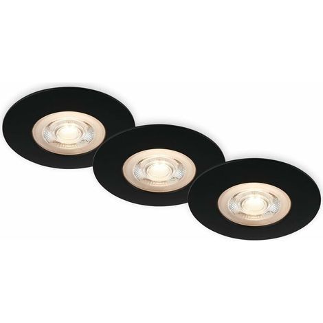 Set de 3 lampes encastrées plafond LED, lampes encastrées ultraplates, spots encastrés salle de bain, spots encastrés salle de bain IP65, noir mat, 90x25 mm (DxH) (1/5)