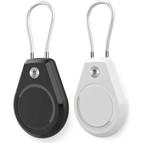 Wasserdichte Apple AirTag Hülle mit Stahlkabel - schwarz + weiß (2 Stück) (1/5)
