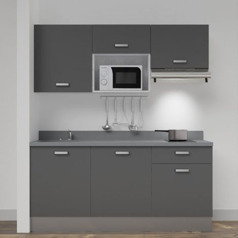 Kochnischen K30L - 180 cm - Grau - Cromo - Spüle links (1/5)