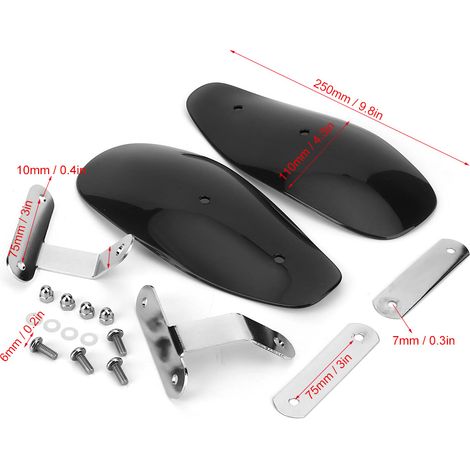 Universelle 10 mm klare Acryl-Windschutzscheibe für Motorradlenker, Retro-Lenkerschutz kompatibel mit Honda, Yamaha, Triumph und Victory (schwarz). (1/5)