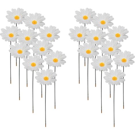 20 Stück Gartenpfähle für drinnen und draußen, Gartendekoration, Gänseblümchen-Rasenpfähle, Weg-Blumentopf-Rasendekoration