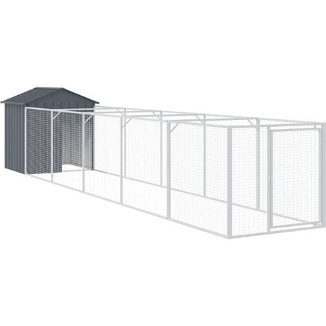 Caseta perros con tejado acero galvanizado gris 117x609x123 cm vidaXL