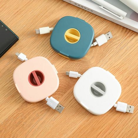 Paquete de 3 organizadores de cables vacíos y expandibles - Enrollador de cable USB - Enrollador de cable giratorio para teléfono móvil para organizar cables USB y de carga (tres colores) Lilaris (1/5)