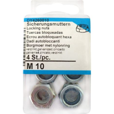 Dadi Autobloccanti Zincati 10 mm 4 pezzi