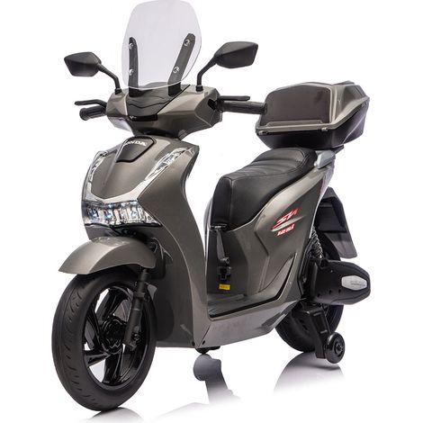 Scooter Elettrico per Bambini Licenza Ufficiale Honda SH125 12V con Ruote EVA e Sedile Pelle Grigio