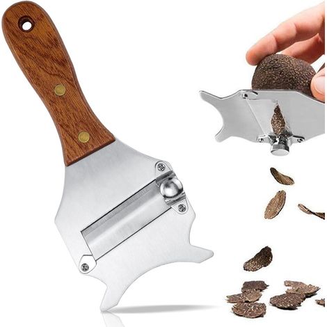 Coupe Truffe, Trancheuse à Truffe Réglable, Rasoir Truffes en Bois, Rasoir Chocolat en Acier Inoxydable, Trancheur à Fromage pour Truffle,du Chocolat, Fromage, Ail, Champignons (1/5)