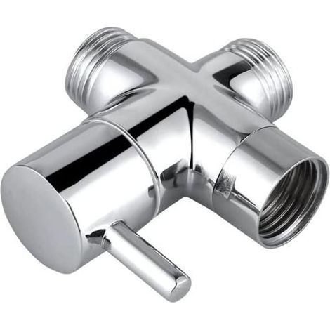 3-Wege-Messingventil, Duschsäulenumsteller, massives 3-Wege-Messingventil, geeignet für Badezimmerrohrumsteller, reguliert die Wasserdurchflussmenge (Silber) (1/5)