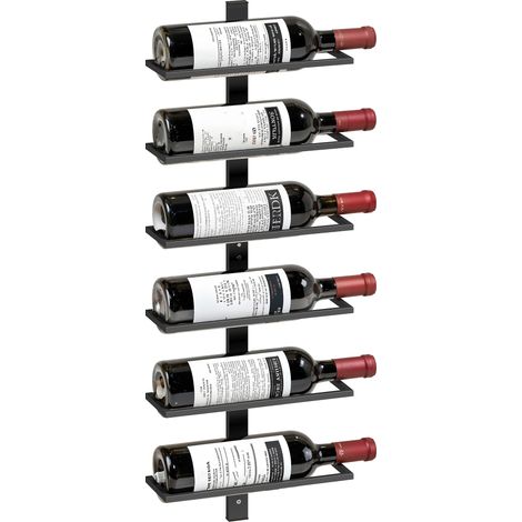 HOMCOM Wall Mount Wine Rack for 6 Wine Bottles, Black