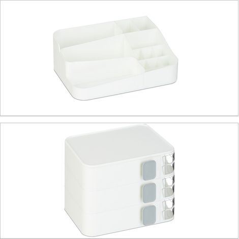 Organiser per trucco impilabile contenitore soggiorno bagno 30 x 25 x 20 cm in plastica trasparente 130014656