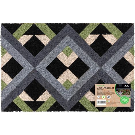 JVL Eco-Friendly Latex Backed Coir Entrance Doormat, 40x60cm - Geo (1/5)