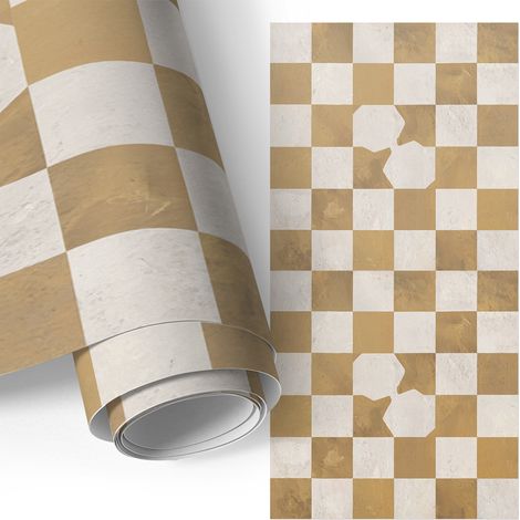 Selbstklebefolie - Möbelfolie - Türfolie Selbstklebende - Klebefolie - Tapete Küche - Aufkleber Folie - Senfgelbes Schachbrettmuster 50x100 cm