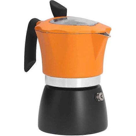 Cafetière Moka 150 ml, orange et noire, pour la maison ou le bureau (1/5)