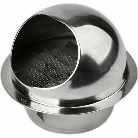 Bocchetta di ventilazione rotonda in acciaio inox con griglia - Uscita di scarico a parete per ventilazione, 100 mm (1/4)