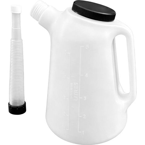 Bidon d'huile – 5 L avec bec verseur et couvercle  Récipient de mesure d'huile automobile  pour voiture, camion, moteur, cuisine, changement de mesure (1/5)