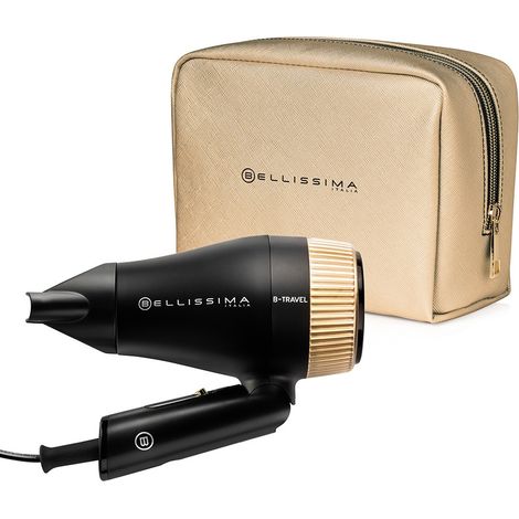 Sèche-cheveux Bellissima - Compact et de voyage pour tous types de cheveux - Poignée pliable - 2 combinaisons et étui de transport - 1400 W (1/5)
