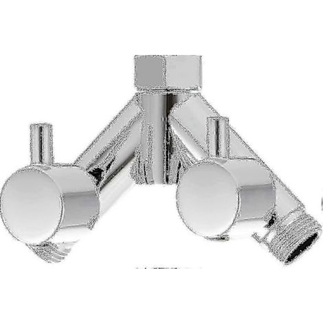 Absperrventil aus Messing für die Dusche, 2-Wege-Y-Verteiler (1/2 Zoll) für Schlauch und Duschkopf, verchromt (1/5)