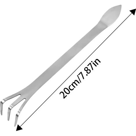 (Voir photo) Râteau à bonsaï à 3 dents en acier inoxydable, outil double tête pour ameublir la terre, accessoire de jardinage pour la culture et l'entretien. (1/5)