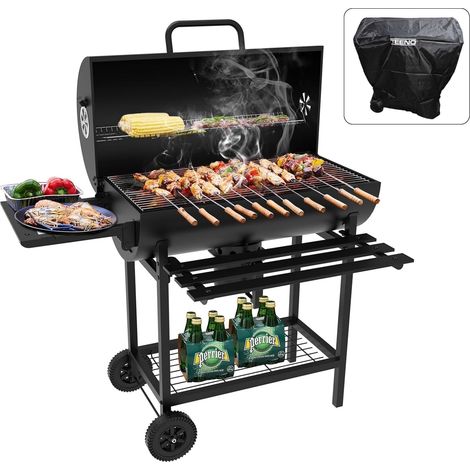 Barbecue Charbon de Bois avec Grille de Cuisson XXL avec Deux Étagères, Évent Réglable, Barbecue Boule Portable avec Housse (1/5)