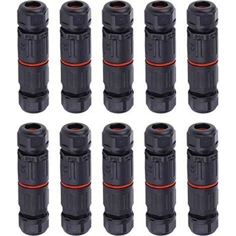 10 Stück IP68 wasserdichte Kabelverbinder, 0,5 mm²–2,0 mm² 3-polige Anschlussdosen-Kabelverbinder für Gartenbrunnen, Landschaftsaquarien und Straßenbeleuchtung (1/4)