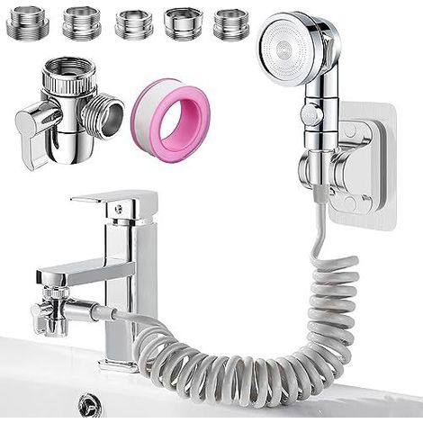 Ensemble Douchette Lavabo Salle de Bain Pommeau Douche Tuyau,Idéal pour vous permettre de nettoyer et de laver vos cheveux. (1/5)