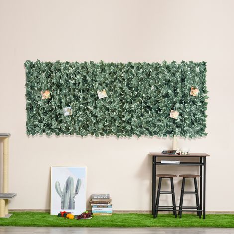 Haie artificielle, brise-vue, rouleau décoratif, 2,4 m de long x 1 m de haut, feuillage réaliste, résistant aux UV, vert (1/5)