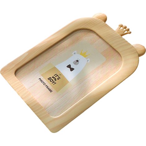Cadre photo créatif mignon à motif dessin animé, 18 cm, décoration de bureau ou murale pour chambre d'enfant, beige couronne (1/5)