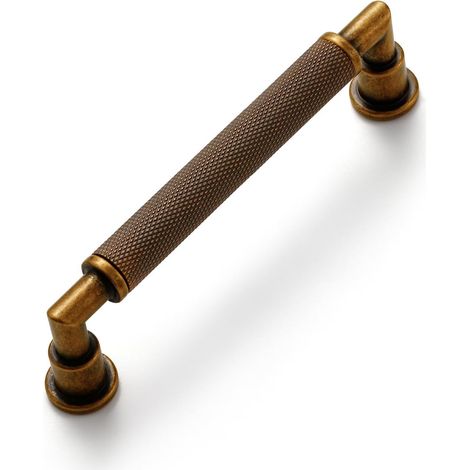 5 Pack Antique Brass Cabinet Handles 96mm Hole Centers Knurled Vintage Bathroom Drawer Pulls Bathroom Cabinet Handles Zinc Alloy Hardware Bar (1/5)