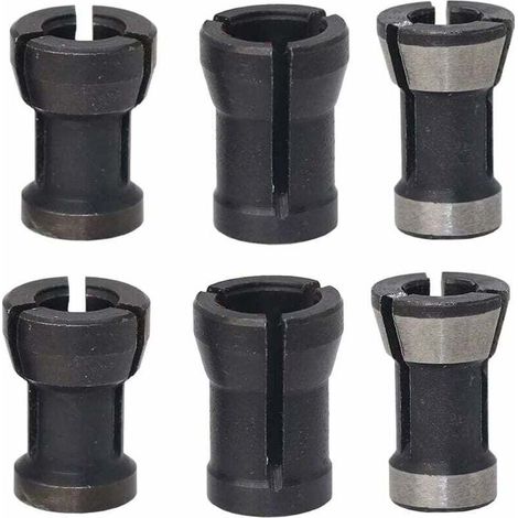 6 Pièces Tête de Mandrin HSS Pince de Serrage Defonceuse Tête Adaptateur Convertisseur pour Perceuses Machine de Gravure pour Rogneuse Menuiserie électrique Pince de Routeur Titulaire(6/6.35/8mm) (1/4)