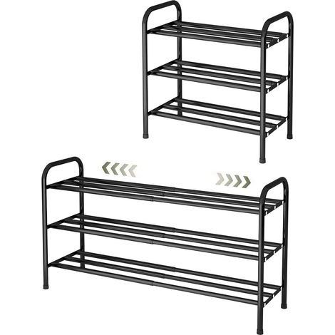 Étagère à Chaussures Extensible, Porte Chaussures Réglables, 3 Niveaux 43-78cm
(1/4)