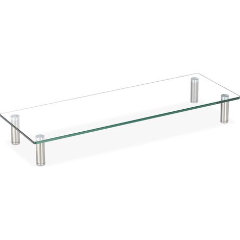 Supporto per monitor regolabile ergonomico scrivania 70 x 24 cm finitura elegante design trasparente 130008678