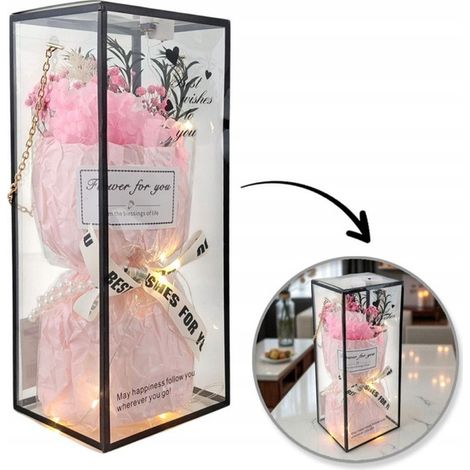 Ecarla Flower Box, bouquet di fiori di sapone profumati in una scatola a LED BUK20
