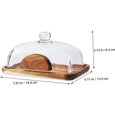 Beurrier avec couvercle, couvercle en verre hermétique pour conserver le beurre mou, idéal pour le plan de travail et le réfrigérateur. Large format pour tous types de beurre. Beurrier avec couvercle, (1/5)