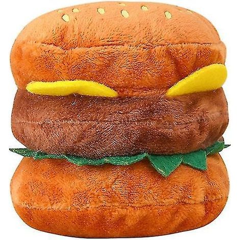 Jouet pour chien en peluche hamburger, jouet couineur pour petits et grands chiens (1/4)