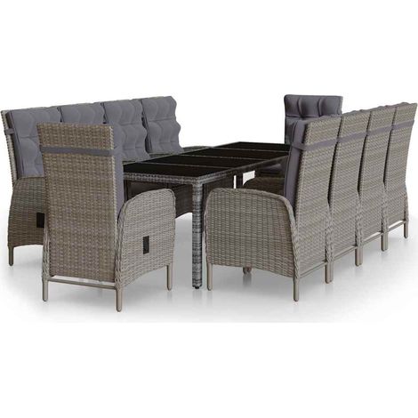 Maison Exclusive - Set Pranzo da Giardino 11pz in Polyrattan Grigio (1/5)